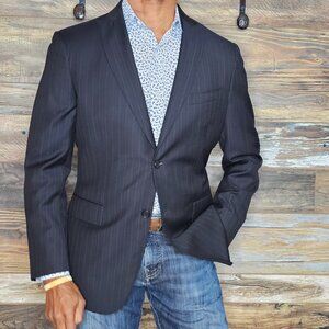 John Varvatos Made in Italy Super 150's Wool Black Blazer Sport Jacket 40R